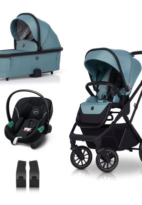 Carucior 3 in 1 pentru copii Cavoe Axo Shine, multifunctional, elegant, cu landou si scoica auto Cybex Aton S2