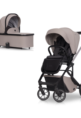 Carucior 2 in 1 pentru copii Cavoe Moi+, elegant, compact, cu landou - Taupe