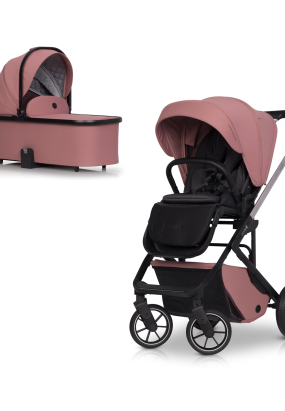 Carucior 2 in 1 pentru copii Cavoe Moi+, elegant, compact, cu landou - Desert Rose