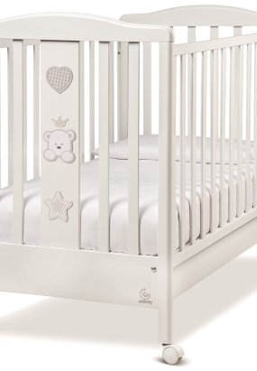 Patut pentru copii Italbaby Baby Re, colectia Trendy, din lemn masiv de fag, rezistent - Bianco