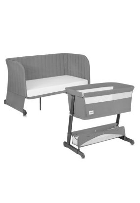 Patut pentru copii Lionelo Thomi Plus 5 in 1, co-sleeper, 0 - 4 ani, Grey