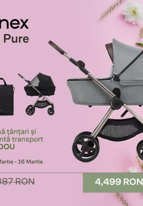 Carucior 2 in 1 pentru copii Anex IQ, compact, multifunctional, Pure