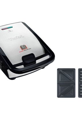Babymatters Sandwich maker multifunctional Tefal Snack Collection SW852D12, 700W, Invelis antiaderent, Negru/Argintiu