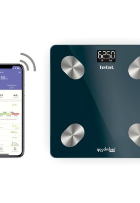 google chromecast Cantar Inteligent Tefal Goodvibes Life+ BM9620S1, 10 Indicatori Body Composition, Bluetooth, Max 180kg, Albastru
