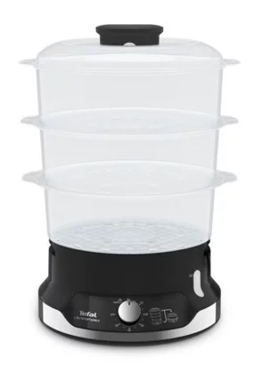 aparat de gătit la aburi Aparat de gatit la aburi Tefal Ultracompact VC204810, 3 vase, 9L, 800W, cronometru manual, design compact