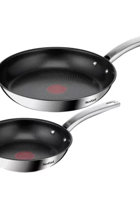 Babymatters Set 2 Tigai Tefal Intuition B817S255, 20/26 cm, Inox 18/10, Antiaderent Titanium, Thermo-Signal, Inductie, Argintiu