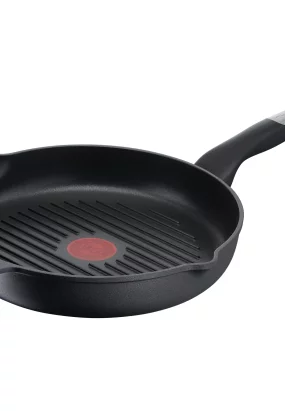 Babymatters Tigaie Grill Tefal Unlimited E2294074, 26 cm, Antiaderent Titanium Anti-Scratch, Thermo-Signal, Inductie, Negru