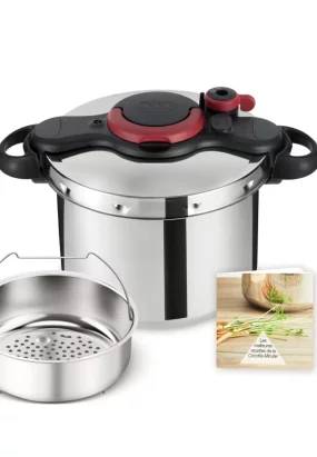 oala sub presiune tefal secure 5 neo, 8l Oala sub presiune Tefal ClipsoMinut Easy P4624966, 9L, Inductie, Inox, Sistem de siguranta in 5 puncte, Argintiu