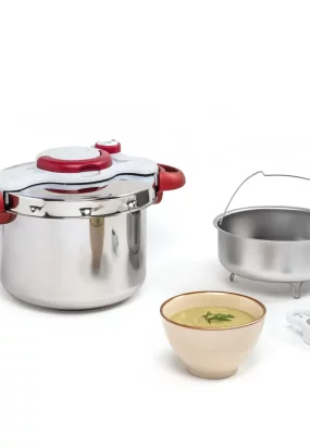 Babymatters Oala sub presiune Tefal ClipsoMinut Perfect P4620733, 6L, Inductie, Inox, Timer detasabil, 5 sisteme siguranta, Argintiu