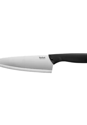 Babymatters Cutitul bucatarului Tefal Comfort K2213244, 20 cm, Lama inox, Maner ergonomic, Suport protectie inclus, Negru/Gri
