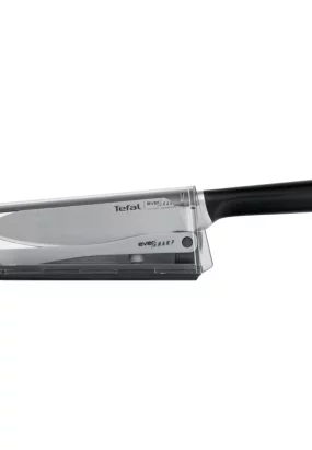 Babymatters Cutitul bucatarului cu suport de ascutire Tefal Ever Sharp K2569004, 16.5 cm, Tehnologie Dual Pivot, Otel german, Negru