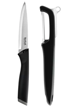 Babymatters Set pentru curatarea legumelor Tefal Essential K2219255, Cutit utilitar 12 cm, Dispozitiv decojire, Maner Soft Touch, Inox