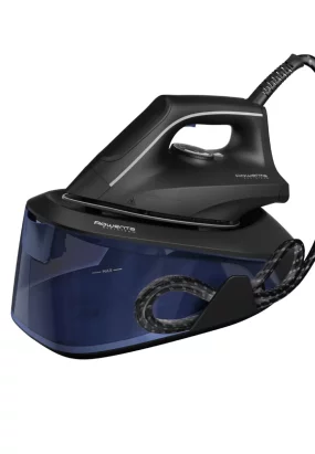 Babymatters Statie de calcat Rowenta Easy Steam VR5121F0, 2400W, 5.2 bari, 230g/min, Rezervor 1.4L, Talpa AirGlide Inox, Albastru/Negru