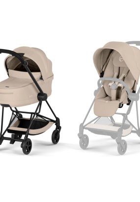 Babymatters Carucior 2 in 1 pentru copii Cybex Mios Comfort, premium, Cozy Beige cu cadru Matt Black