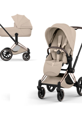 autocolant scari Carucior 2 in 1 pentru copii Cybex Priam Style, premium, Cozy Beige cu cadru Rosegold