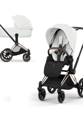 autocolant scari Carucior 2 in 1 pentru copii Cybex Priam Style, premium, Off White cu cadru Rosegold