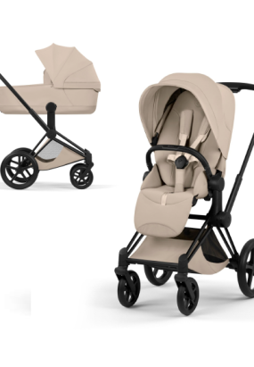 autocolant scari Carucior 2 in 1 pentru copii Cybex Priam Style, premium, Cozy Beige cu cadru Matt Black
