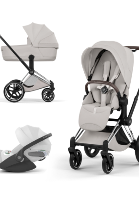 autocolant scari Carucior 3 in 1 pentru copii Cybex Priam Style, cu landou si scoica Cloud T Plus, City Grey cu cadru Chrome