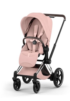 scari Carucior sport pentru copii Cybex Platinum e-Priam Style, premium, Peach Pink cu cadru Chrome