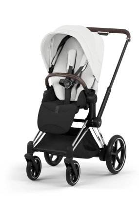 scari Carucior sport pentru copii Cybex Platinum e-Priam Style, premium, Off White cu cadru Chrome