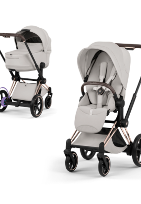autocolant scari Carucior 2 in 1 pentru copii Cybex E-Priam Style, premium, City Grey cu cadru Rosegold