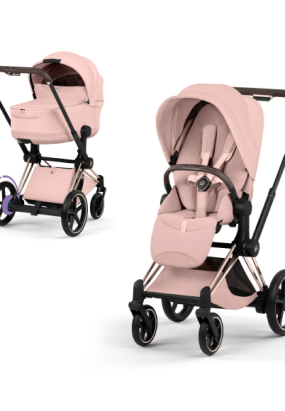autocolant scari Carucior 2 in 1 pentru copii Cybex E-Priam Style, premium, Peach Pink cu cadru Rosegold