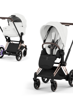 autocolant scari Carucior 2 in 1 pentru copii Cybex E-Priam Style, premium, Off White cu cadru Rosegold