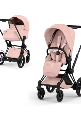 autocolant scari Carucior 2 in 1 pentru copii Cybex E-Priam Style, premium, Peach Pink cu cadru Matt Black