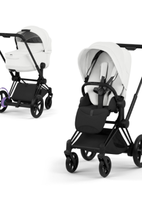 autocolant scari Carucior 2 in 1 pentru copii Cybex E-Priam Style, premium, Off White cu cadru Matt Black