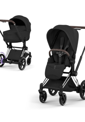 autocolant scari Carucior 2 in 1 pentru copii Cybex E-Priam Style, premium, Sepia Black cu cadru Chrome