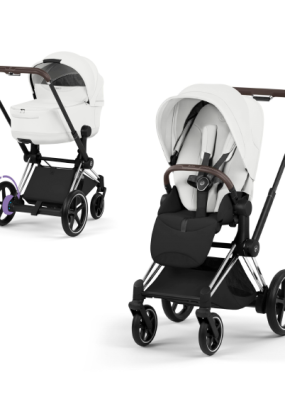 autocolant scari Carucior 2 in 1 pentru copii Cybex E-Priam Style, premium, Off White cu cadru Chrome