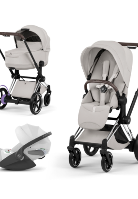 autocolant scari Carucior 3 in 1 pentru copii Cybex E-Priam Style, cu landou si scoica Cloud T Plus, City Grey cu cadru Chrome