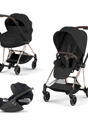 cybex libelle Carucior 3 in 1 pentru copii Cybex Mios Style, premium, Sepia Black cu cadru Rosegold