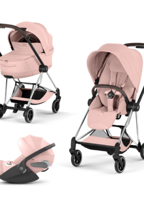 cybex libelle Carucior 3 in 1 pentru copii Cybex Mios Style, premium, Peach Pink cu cadru Chrome