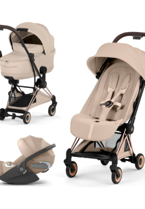 cybex libelle Carucior 3 in 1 pentru copii Cybex Coya Style, premium, Cozy Beige cu cadru Rosegold