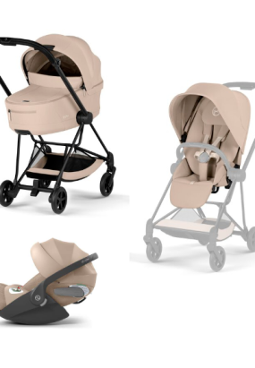 pavele trotuare Carucior 3 in 1 pentru copii Cybex Mios Comfort, premium, cu scoica Cloud T Plus, Cozy Beige cu cadru Matt Black