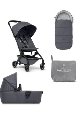 Baby Transport Pachet promotional 2 in 1 Joolz Aer +, cu sac pentru carucior si protectie de ploaie, Stone Grey
