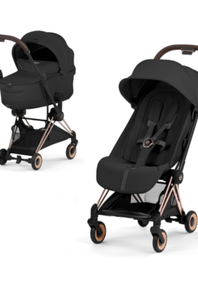 cybex libelle Carucior 2 in 1 pentru copii Cybex Coya Style, premium, Sepia Black cu cadru Rosegold