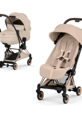 cybex libelle Carucior 2 in 1 pentru copii Cybex Coya Style, premium, Cozy Beige cu cadru Rosegold