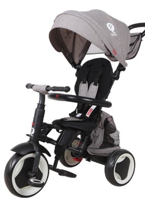 Babymatters Tricicleta pliabila pentru copii Qplay Rito PLUS, 12-36 luni, Gri
