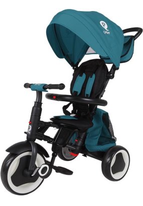 Babymatters Tricicleta pliabila pentru copii Qplay Rito PLUS, 12-36 luni, Turcoaz