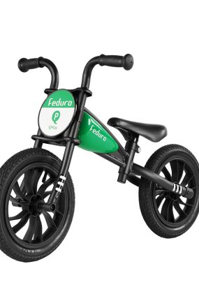 Babymatters Bicicleta pentru copii fara pedale QPlay Feduro, Design Vintage, Roti 12 inch, 2-5 ani, Verde