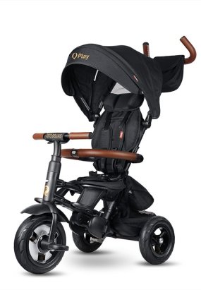 tricicleta copii Tricicleta pentru copii QPlay Rito Deluxe, Evolutiva, Pliabila, Roti Gonflabile, 10-36 Luni, Negru