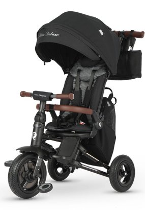Babymatters Tricicleta pentru copii Ultrapliabila QPlay Nova Deluxe, Reversibila, Roti EVA, 10-36 Luni, Negru