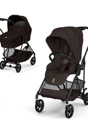Babymatters Carucior 2 in 1 Cybex Melio Carbon pentru copii, ultra usor, cu landou, Chocolate Brown