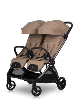 Babymatters Carucior pentru Gemeni Cavoe Deux, Pliere Automata, Pana la 22 kg, Mocca