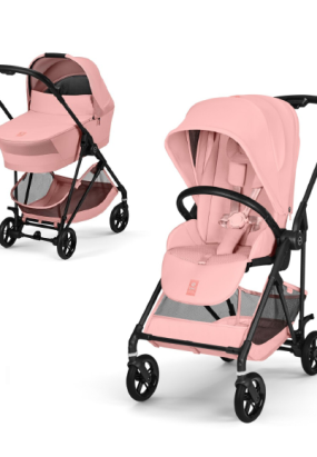 Babymatters Carucior 2 in 1 Cybex Melio Carbon pentru copii, ultra usor, cu landou, Candy Pink