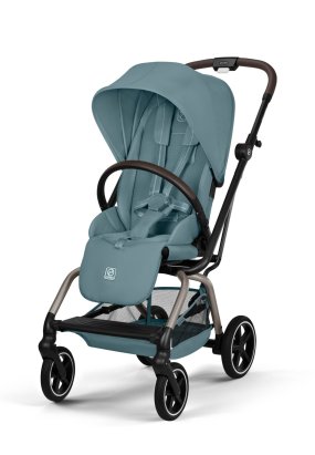 Babymatters Carucior sport pentru copii Cybex Gold Eezy S Twist+ 2, rotativ 360°, Stormy Blue cu cadru Taupe