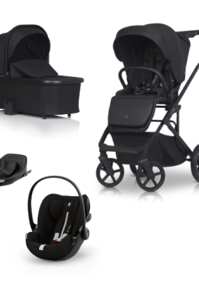 Babymatters Carucior 4 in 1 pentru copii, Cavoe MOI XL, cu scoica Cybex Cloud G Plus si Baza G, Meteorite