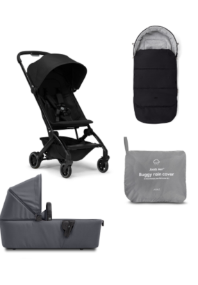 Baby Transport Pachet promotional 2 in 1 Joolz Aer +, cu sac pentru carucior si protectie de ploaie, Space Black